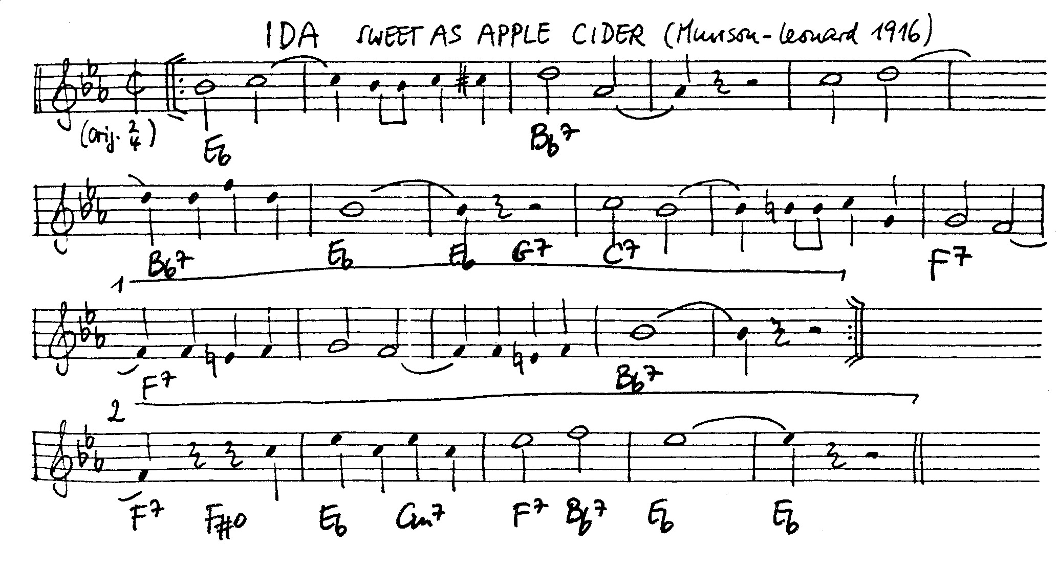 ida sweet as apple cider leadsheet – book us for your next 20s or gatsby event